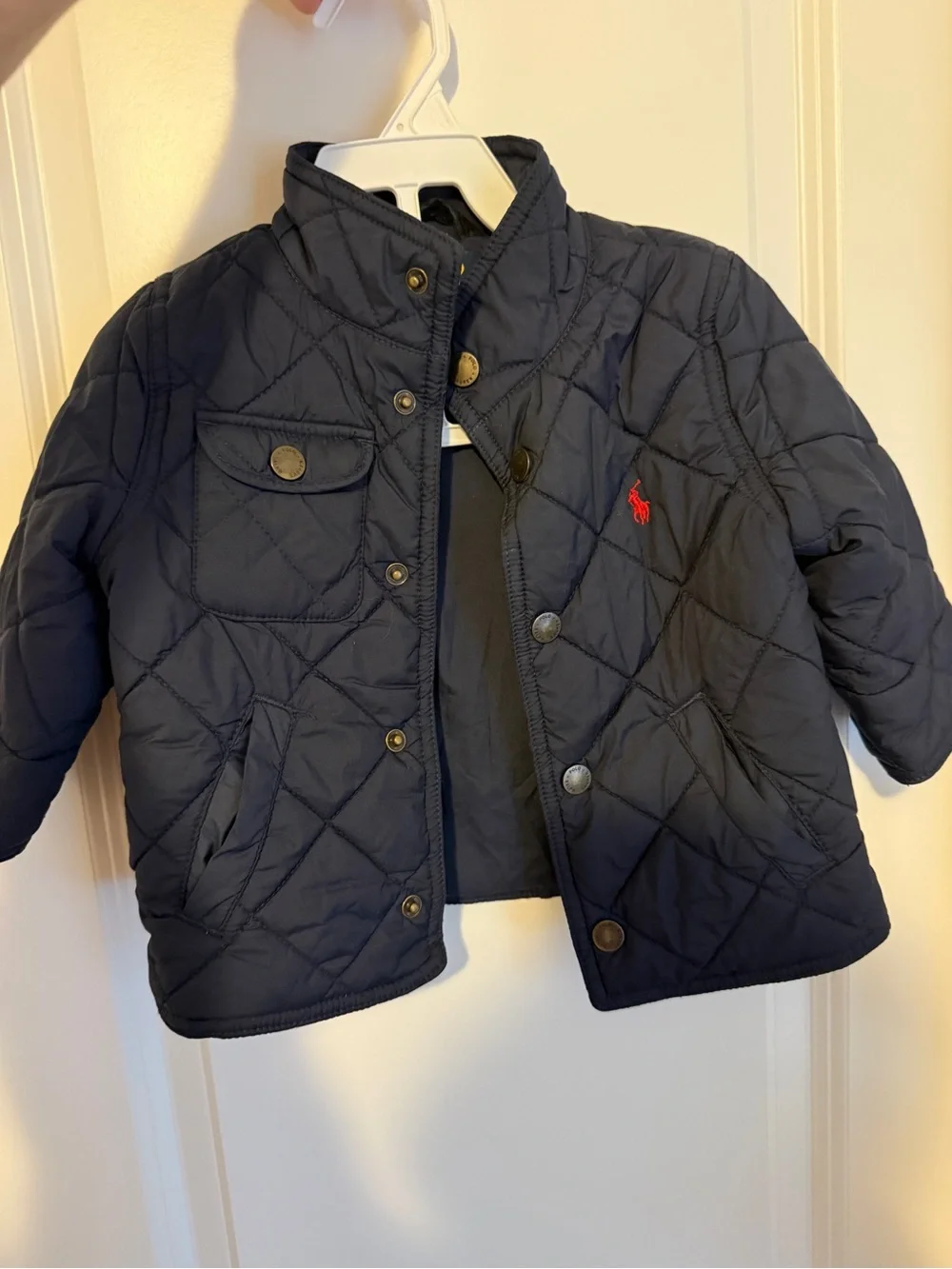 Polo by Ralph Lauren Quilted Navy Puffer Jacket with Red Logo